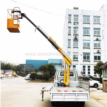 500kgs hydraulic telescopic Boom small lifting truck crane with Basket for car trailer lift